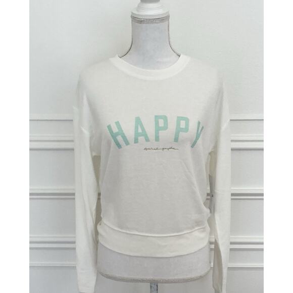 Spiritual Gangster HAPPY Crew Neck Savasana Ivory Sweatshirt Women Size M NWT - Picture 3 of 11